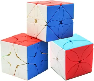 Speed Cube Set, Magic Cube Bundle of Polaris Cube Maple Leaf Cube and Lucky Clover Cube Puzzle Toys Brain Teasers 3Pcs