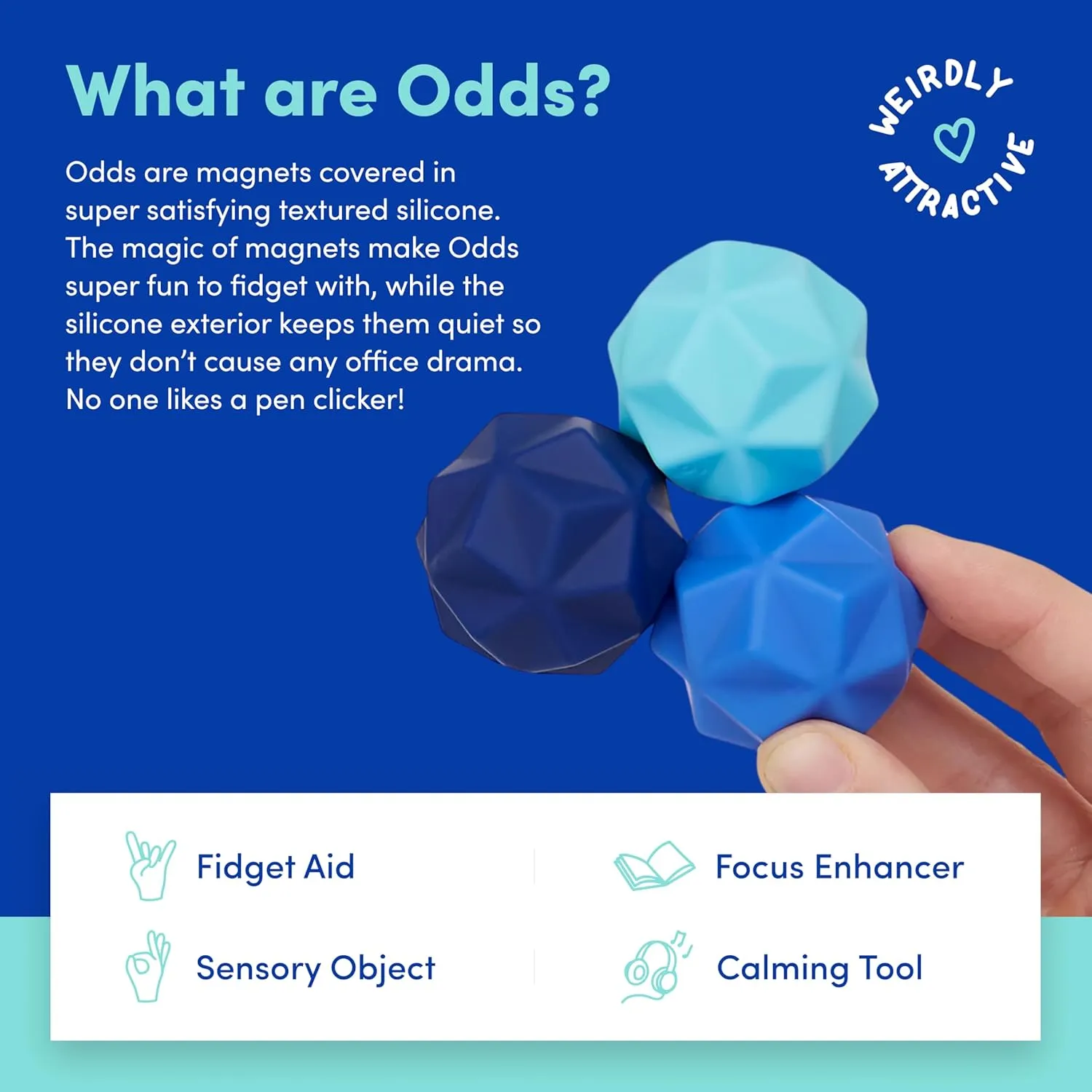 Speks Odds Soft Silicone Fidget Magnets | Silent Stress Relief Toys | Textured Magnetic Balls for Adults & Teens 14  | Blue