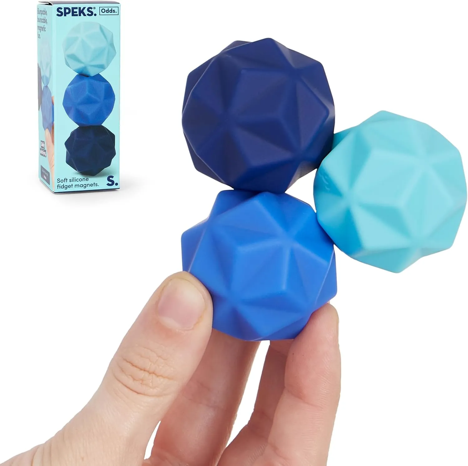 Speks Odds Soft Silicone Fidget Magnets | Silent Stress Relief Toys | Textured Magnetic Balls for Adults & Teens 14  | Blue