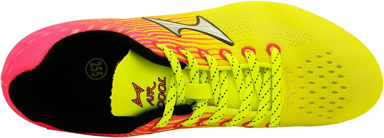 Spike Running Sprint Shoes Track and Field Cleats Mesh Breathable Lightweight Professional Athletic Shoes Neon Yellow & Pink for Boys Girls Womens Mens Youth