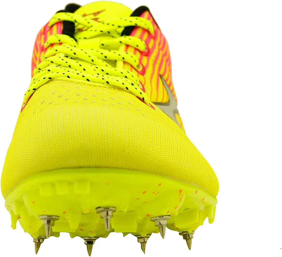 Spike Running Sprint Shoes Track and Field Cleats Mesh Breathable Lightweight Professional Athletic Shoes Neon Yellow & Pink for Boys Girls Womens Mens Youth
