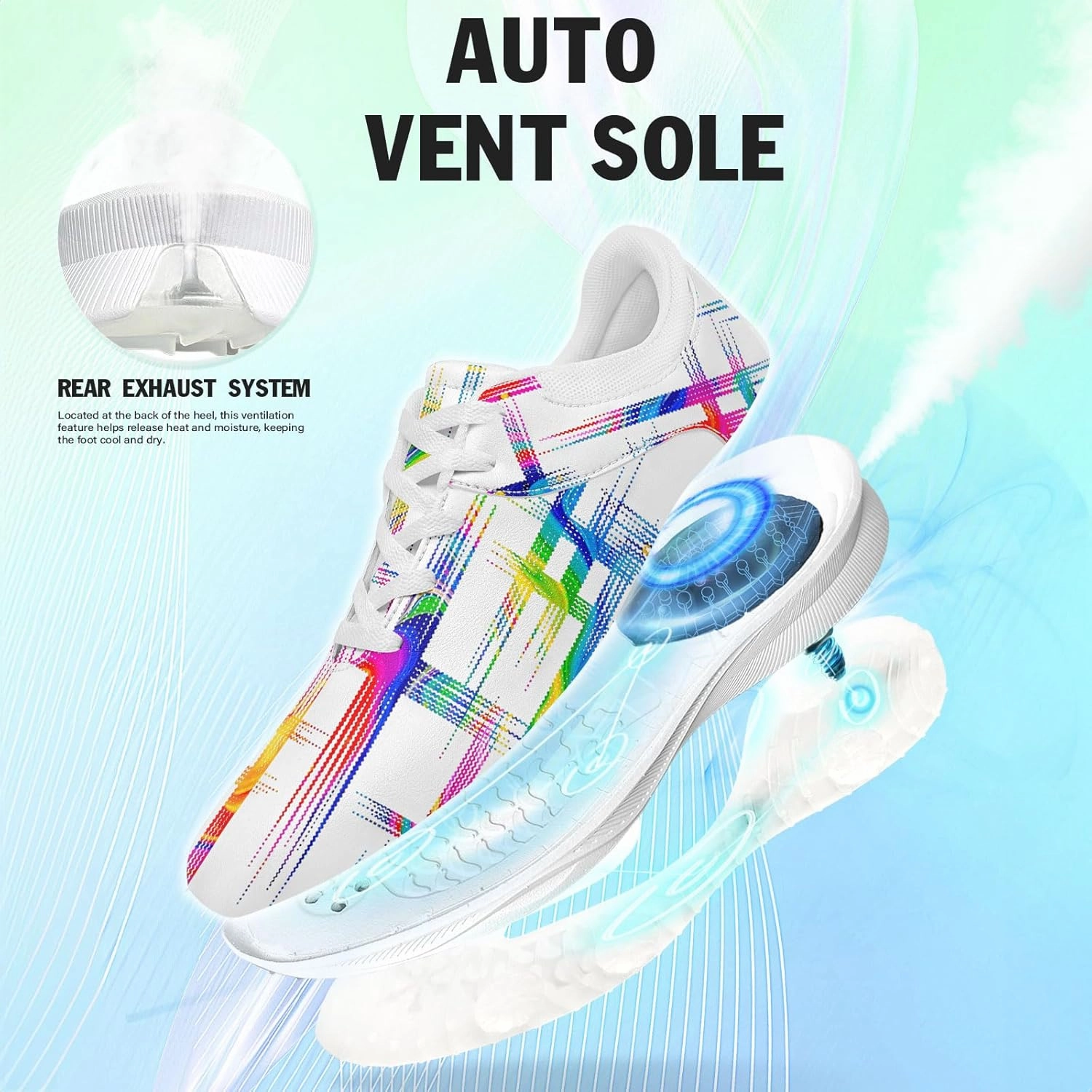 Spikeless Golf Shoes for Men & Women, Breathable Golf Sneakers Colorful Abstract Art Sports Walking Shoes Fashion Footwear