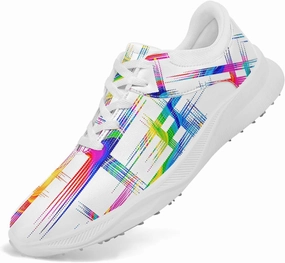 Spikeless Golf Shoes for Men & Women, Breathable Golf Sneakers Colorful Abstract Art Sports Walking Shoes Fashion Footwear