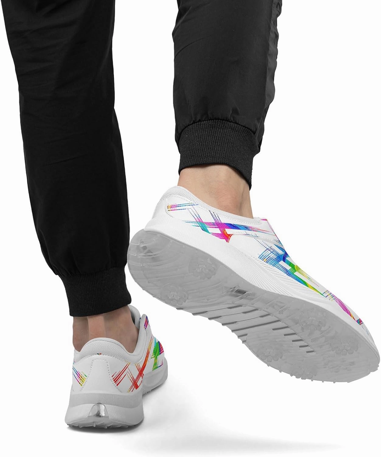 Spikeless Golf Shoes for Men & Women, Breathable Golf Sneakers Colorful Abstract Art Sports Walking Shoes Fashion Footwear