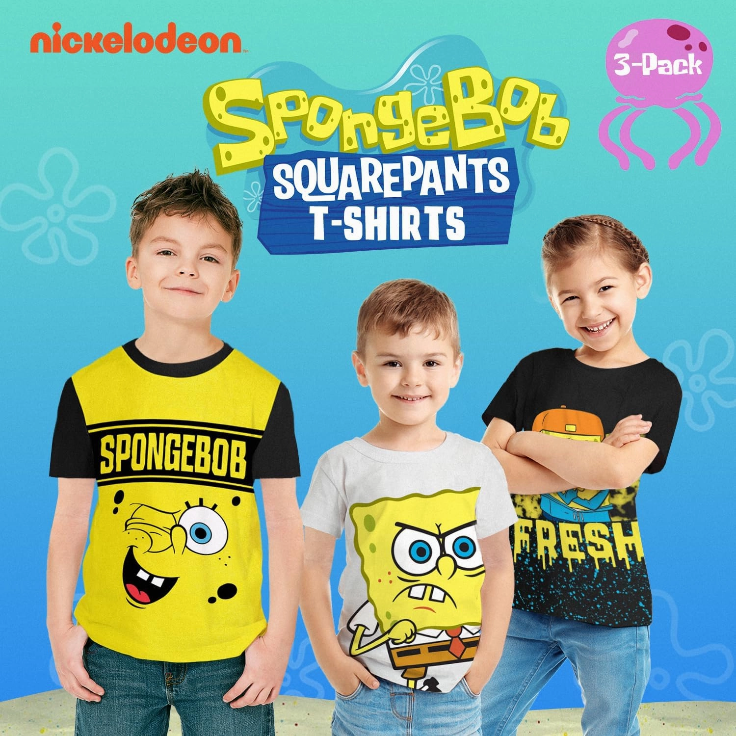 Spongebob Squarepants Graphic T-Shirt (Sets) Patrick Star Squidward Plankton Gary Outfit Tee Toddler/Birthday to Kids Clothes