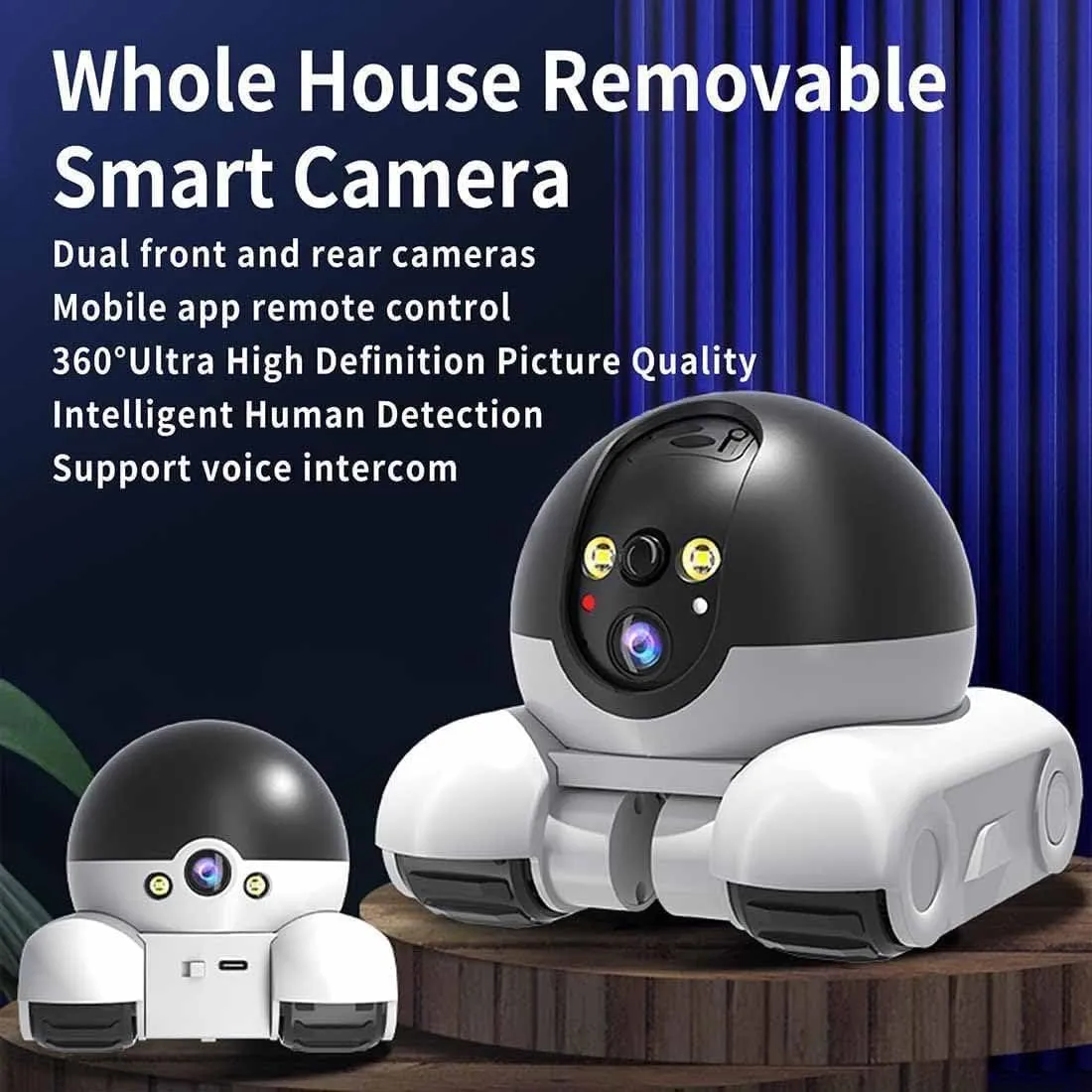 Spymate Robot, Firam Robot, Blinky Bot Camera, 360° Night Vision Design, Pet-Friendly Interactions, 2 Way Talk 1080p WiFi Motion Detection, Abnormal Message Reminder(4G,64GB)