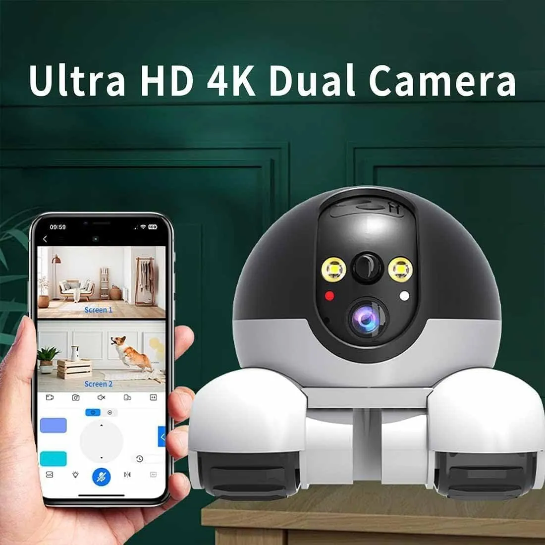 Spymate Robot, Firam Robot, Blinky Bot Camera, 360° Night Vision Design, Pet-Friendly Interactions, 2 Way Talk 1080p WiFi Motion Detection, Abnormal Message Reminder(4G,64GB)