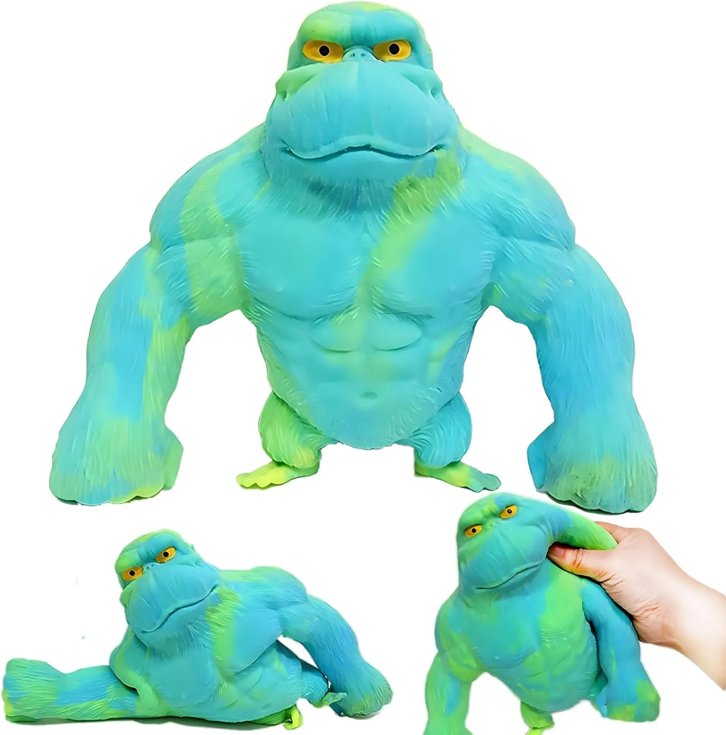 Squishy Monkey Toy,Stretch Rubber Gorilla Toy,Latex Gorilla Soft Styling Stress Relief Stretchy Toys,Squeeze Gorilla Action Figure for Kids Boys Girls Adults Birthday Christmas (Green)