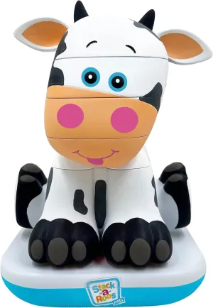 Stack-a-Roos Baby Cow by Salus Brands - Animal Stacking Toy, Educational Early Learning Toy for Infants Babies Toddlers, Age 12  Months - Great Baby Gifts