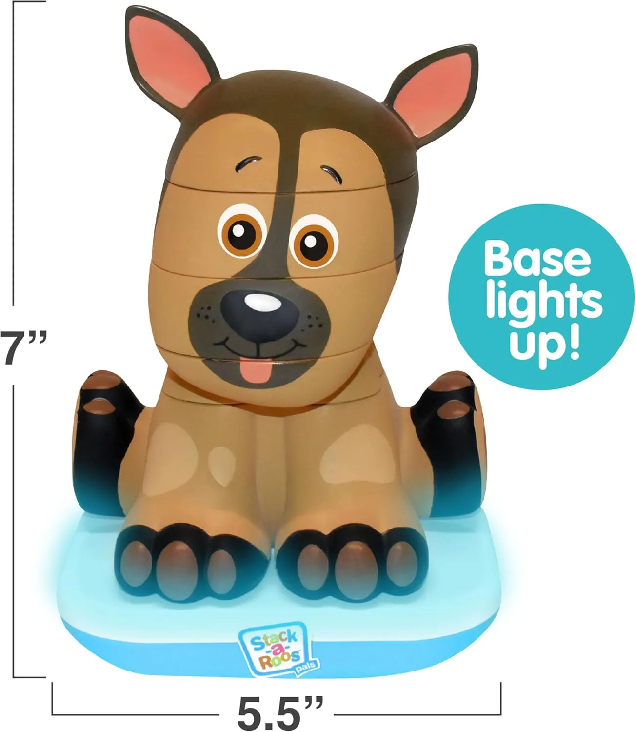 Stack-a-Roos Shepherd Puppy by Salus Brands - Animal Stacking Toy, Educational Early Learning Toy for Infants Babies Toddlers, Age 12  Months - Great Baby Gifts, STEM Toy
