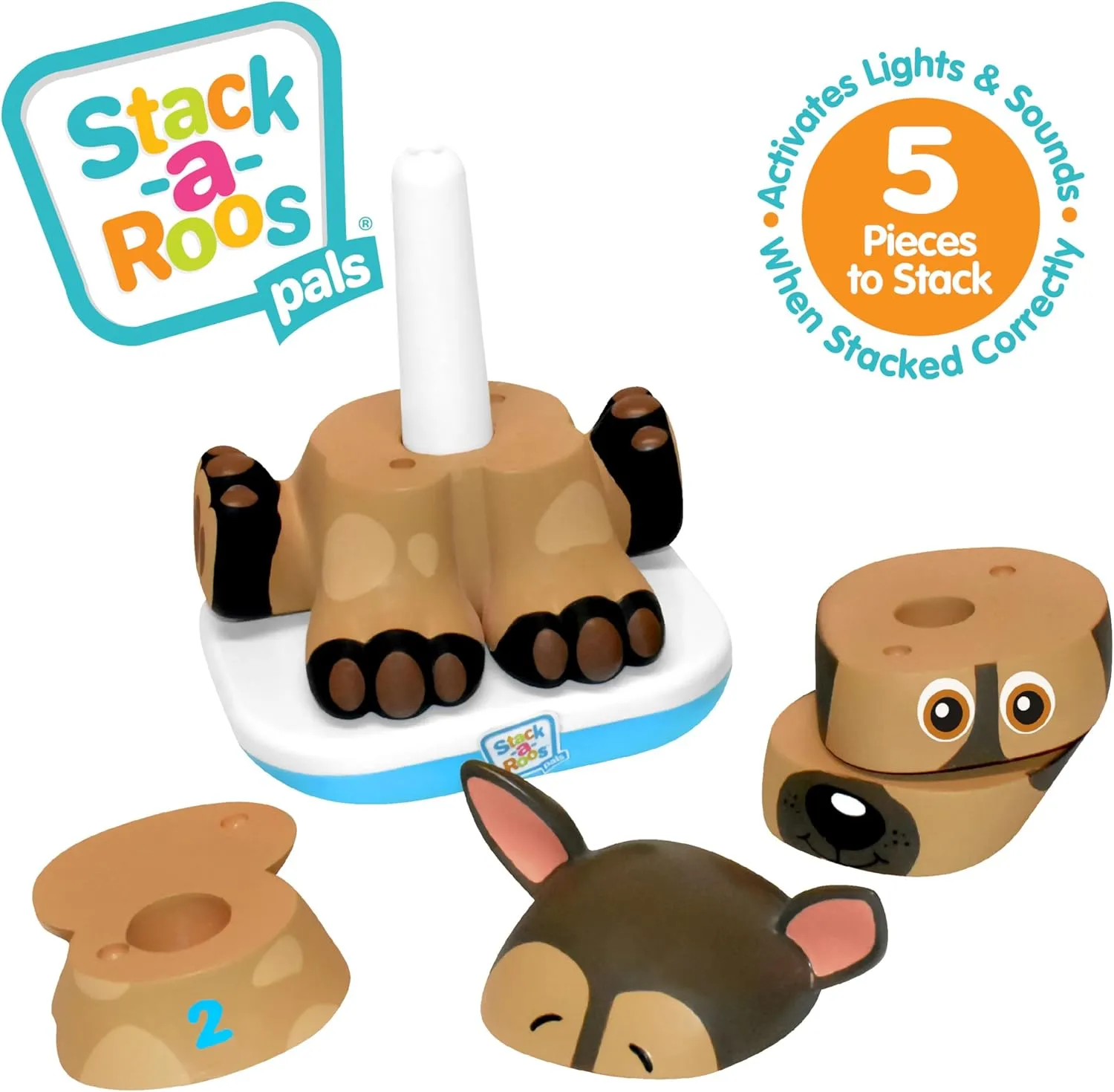 Stack-a-Roos Shepherd Puppy by Salus Brands - Animal Stacking Toy, Educational Early Learning Toy for Infants Babies Toddlers, Age 12  Months - Great Baby Gifts, STEM Toy