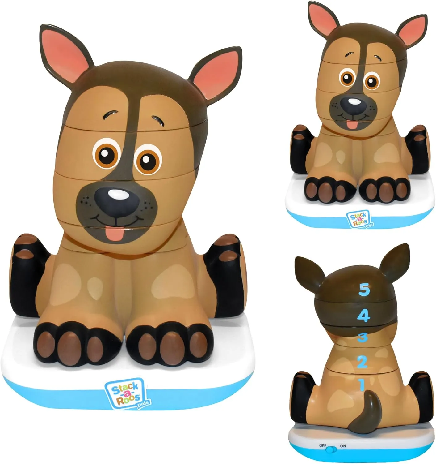 Stack-a-Roos Shepherd Puppy by Salus Brands - Animal Stacking Toy, Educational Early Learning Toy for Infants Babies Toddlers, Age 12  Months - Great Baby Gifts, STEM Toy