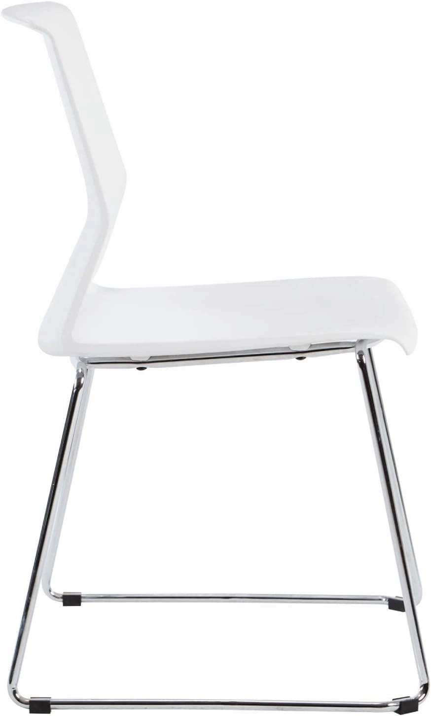 Stackable Chairs Set of 4, Office Waiting Room Chairs with Back, Plastic Stacking Chair for Dining Room, Conference Room, Restaurant and Lobby (White).