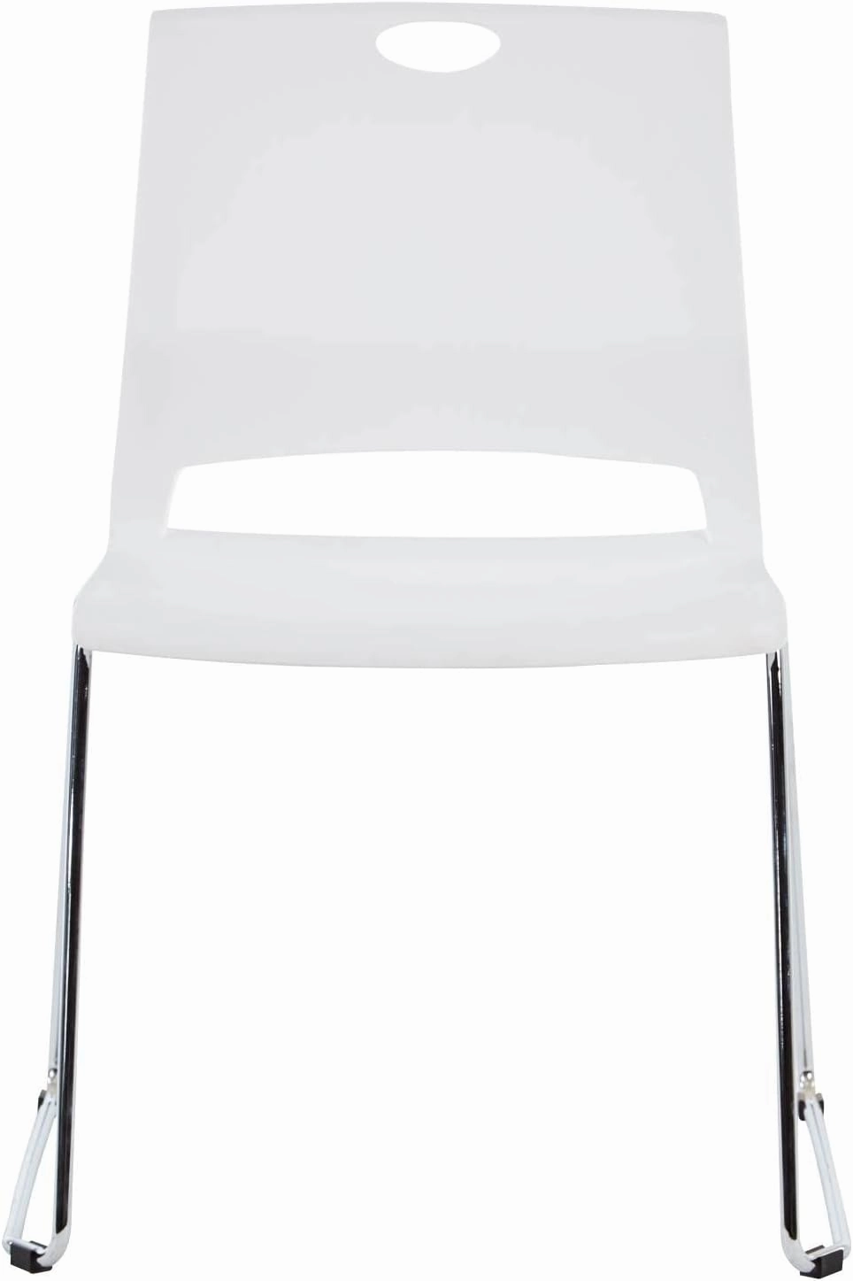 Stackable Chairs Set of 4, Office Waiting Room Chairs with Back, Plastic Stacking Chair for Dining Room, Conference Room, Restaurant and Lobby (White).