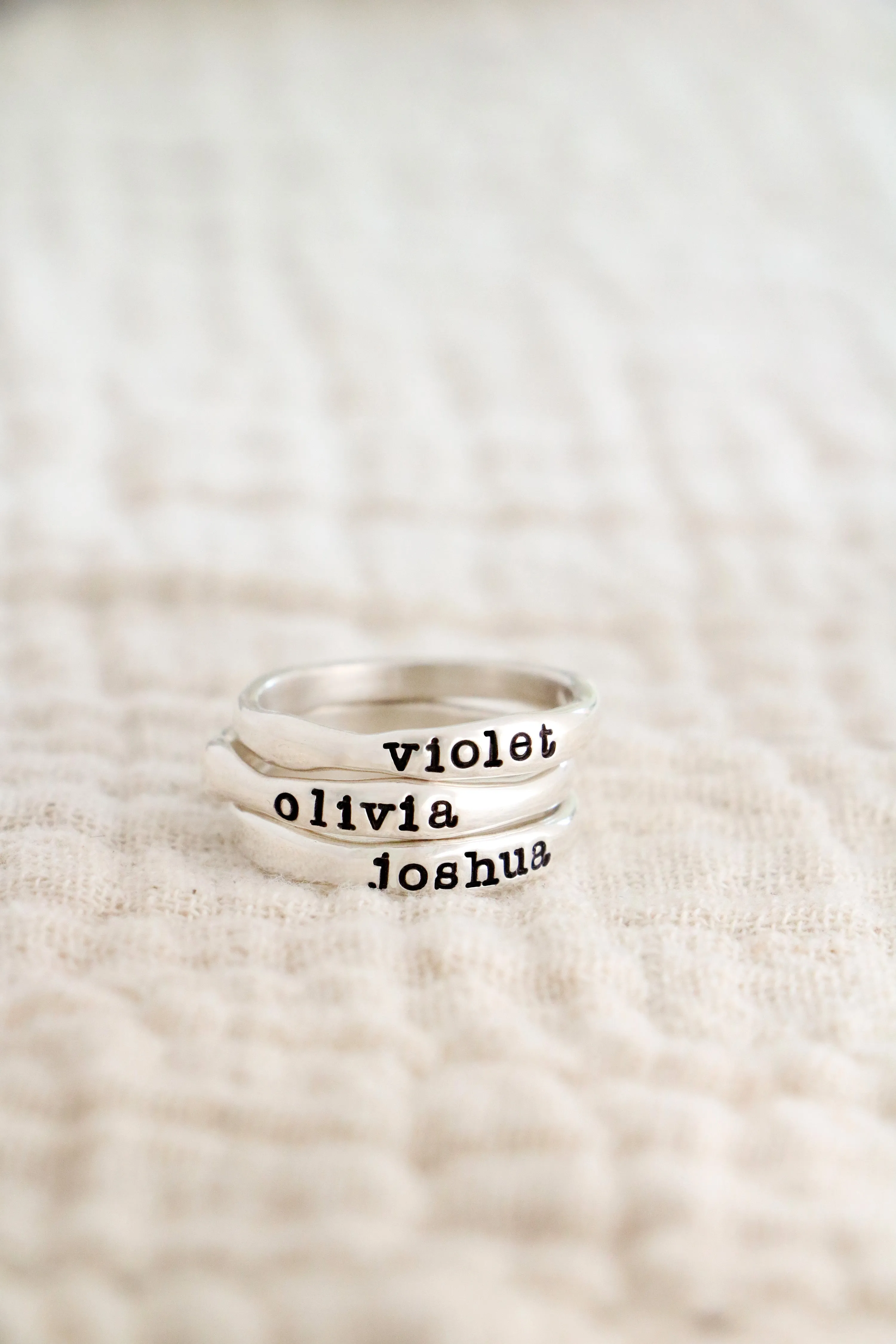stacking name rings {sterling silver}