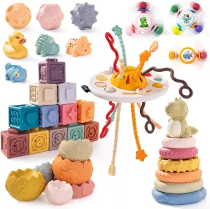 Stacking Toy Set 26Pcs for Babies 36  Months - Lala Toys Educational Toys, Montessori Baby Building Blocks, Soft Stacking Blocks, Sensory Balls - Ideal Baby Stacking Toys and Sensory Toys