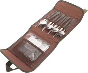 Stainless Steel Cutlery Set 4-piece Camping Picnic Outdoor Fork Spoon Chopsticks Plate Portable Tableware with Carry Bag Easy to Clean Carry Random Color