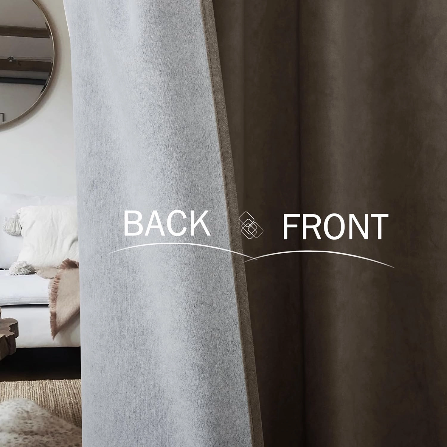 StangH Taupe Velvet Curtains 96 inches Long Total Blackout Liner Heavy Thick Panels Hook Belt Back Tab Thermal Insulated Drapes for Living Room Sliding Door, W52 x L96, 2 Panels