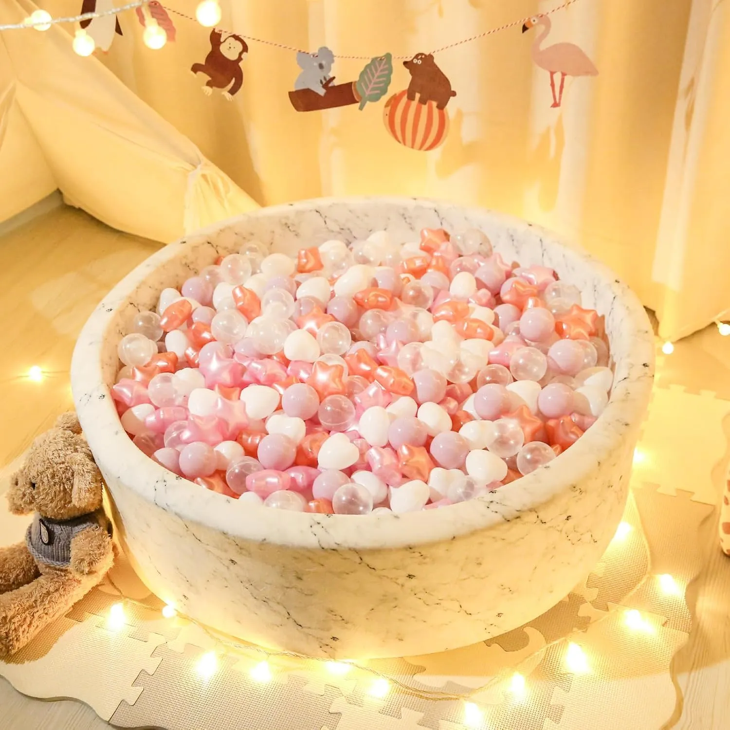 Star Ball Pit Balls for Toddlers- 100 Pcs Crush Proof Plastic Toy Balls for Toddler Ball Pool, Ballpit Play Tent, Baby Pool Water Toys, Christmas Party Decoration, Photo Props