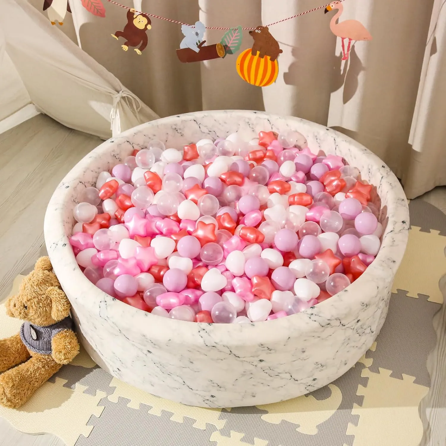 Star Ball Pit Balls for Toddlers- 100 Pcs Crush Proof Plastic Toy Balls for Toddler Ball Pool, Ballpit Play Tent, Baby Pool Water Toys, Christmas Party Decoration, Photo Props