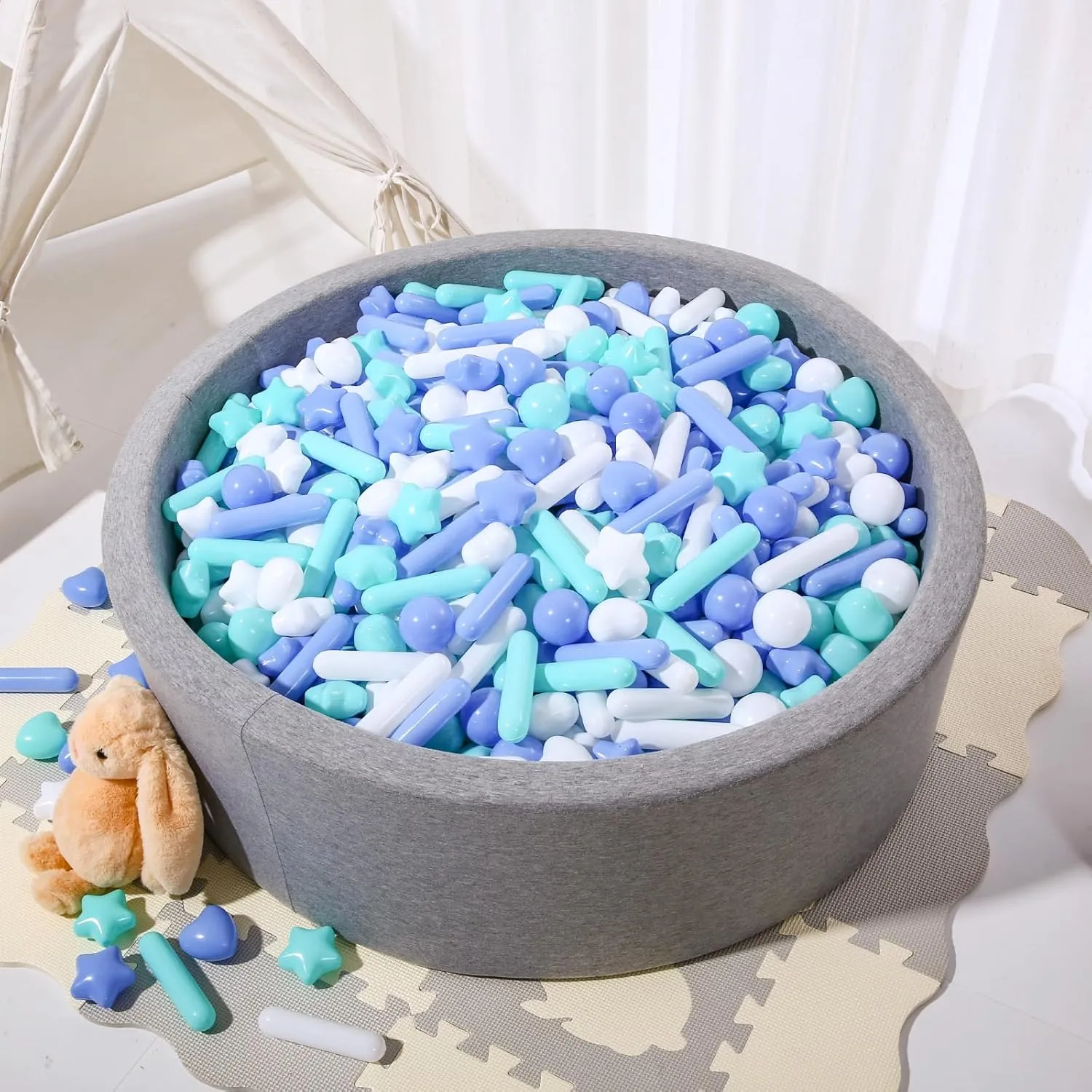 STARBOLO 500pcs Ball Pit Balls for Toddlers - Macaron Ball Pit Balls Crush Proof Plastic Toy Balls for Toddlers Ball Pits, Ball Pit Play Tent, Baby Pool Water Toys,500pcs(Blue,Green,White)