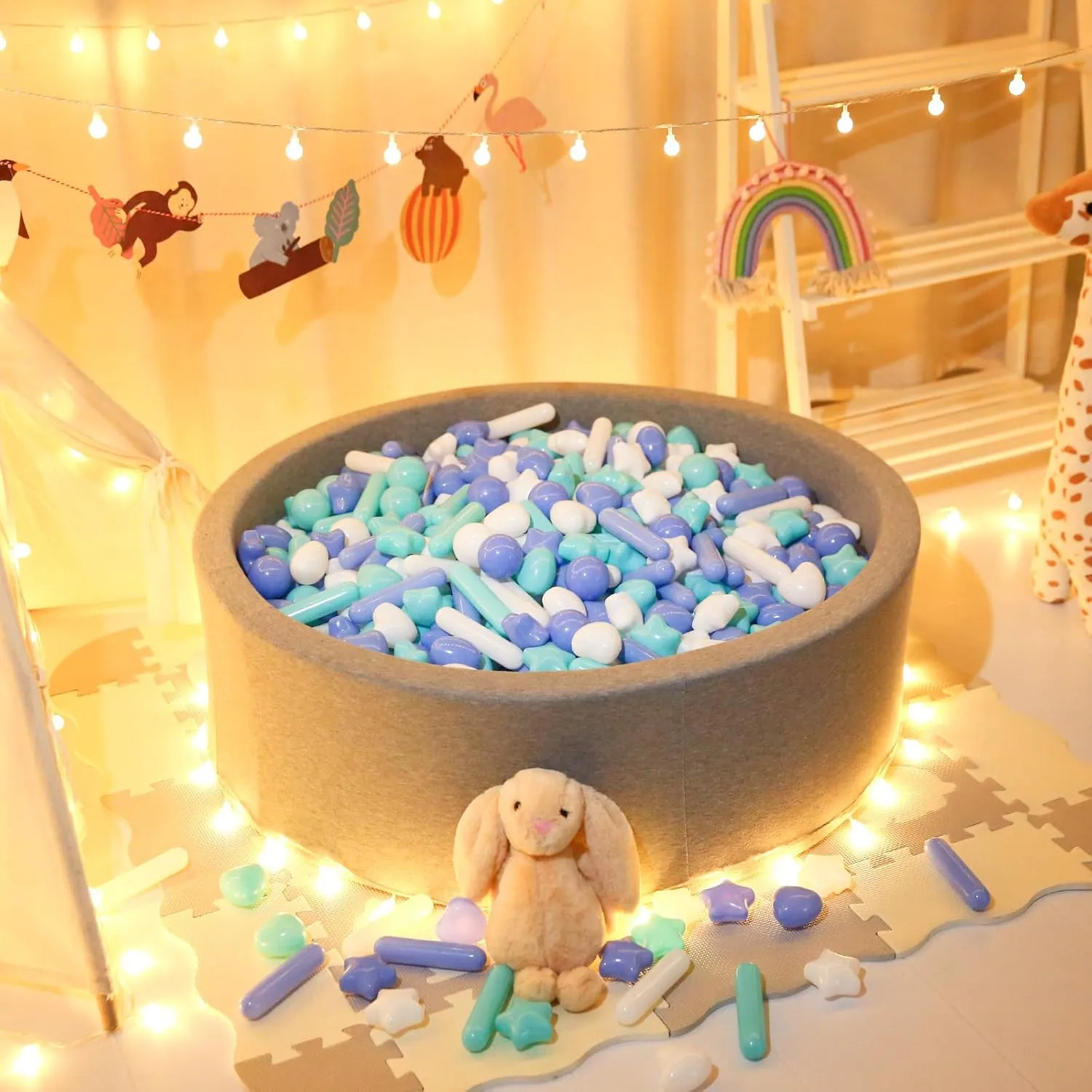 STARBOLO 500pcs Ball Pit Balls for Toddlers - Macaron Ball Pit Balls Crush Proof Plastic Toy Balls for Toddlers Ball Pits, Ball Pit Play Tent, Baby Pool Water Toys,500pcs(Blue,Green,White)