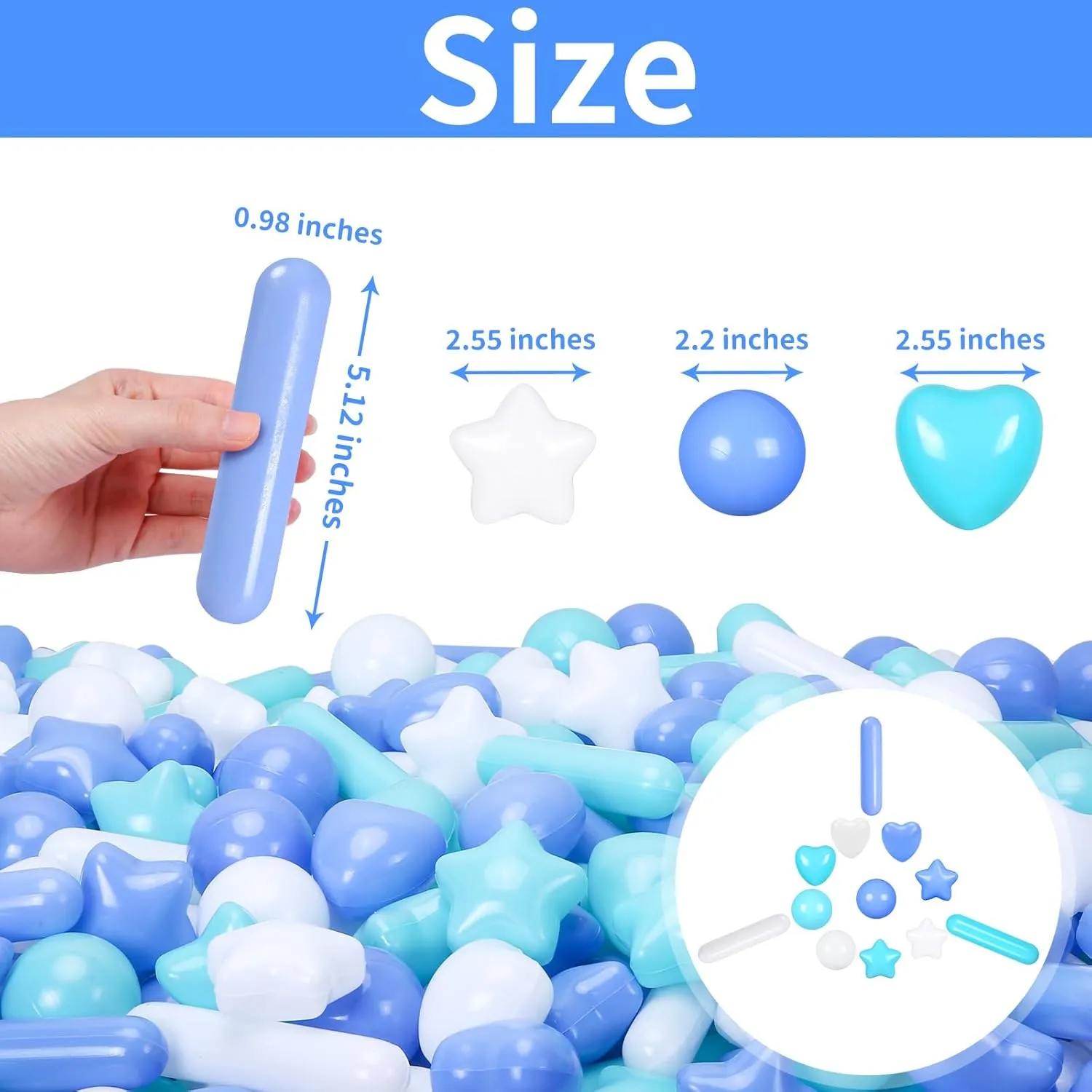 STARBOLO 500pcs Ball Pit Balls for Toddlers - Macaron Ball Pit Balls Crush Proof Plastic Toy Balls for Toddlers Ball Pits, Ball Pit Play Tent, Baby Pool Water Toys,500pcs(Blue,Green,White)