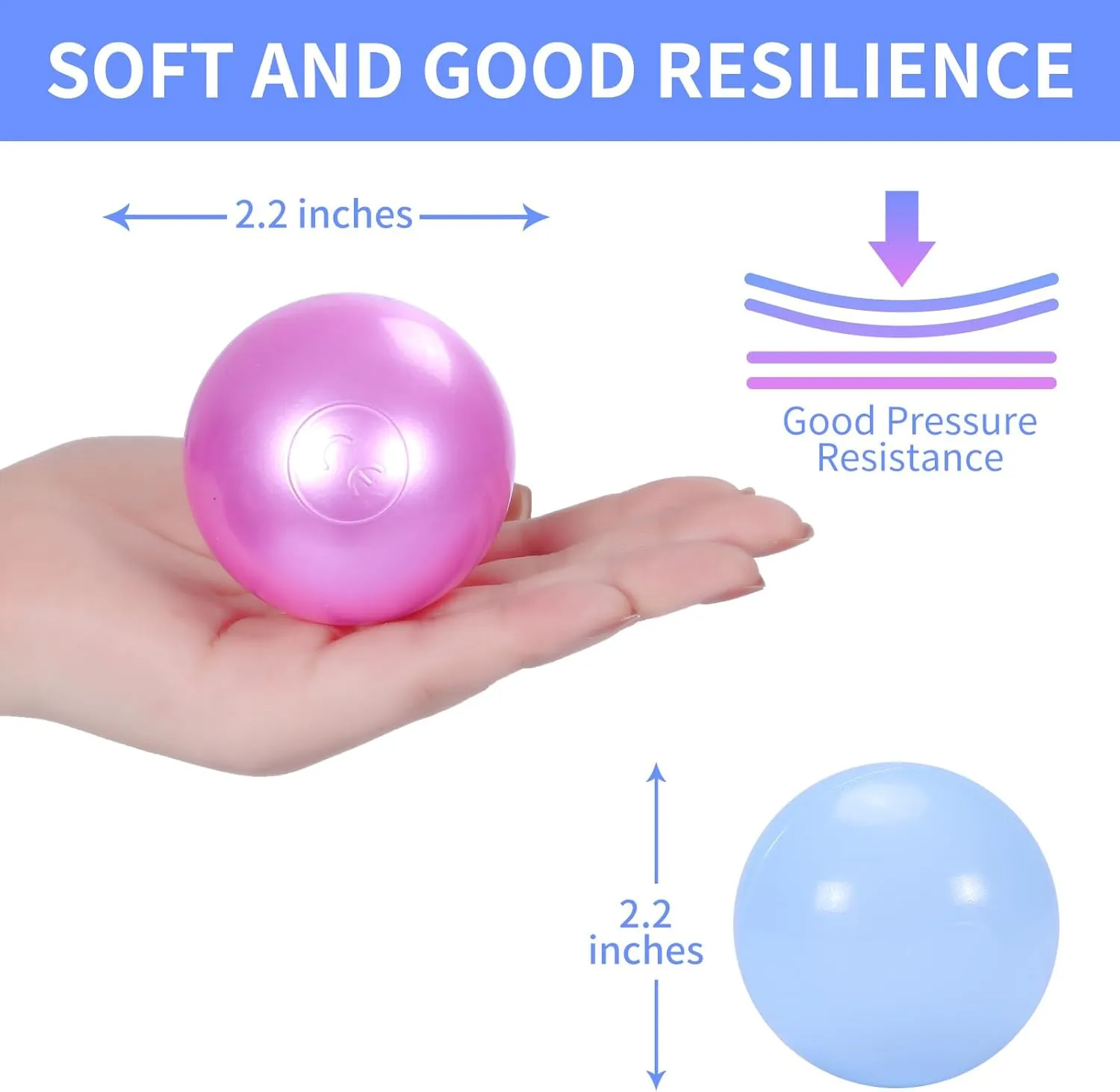 STARBOLO Ball Pit Balls 100 170 Bulk Pack - Crush Proof Non Toxic Plastic Balls Baby Girls Boy Kids Ball Pit | Play Tent Dogs Playhouse Playpen Party,2.2inches.