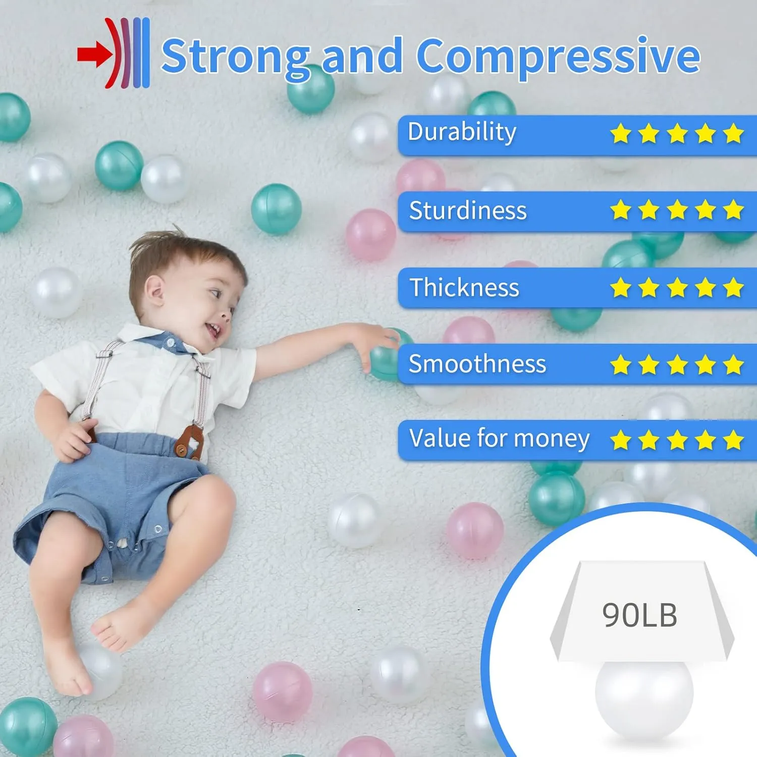 STARBOLO Ball Pit Balls for Kids, Crush Proof Ball Pit Balls Plastic Toy Balls for Ball Pits, BPA Phthalate Free Children's Pool Water Toys for Boys Girls Ball Pits, Party Decoration, Photo Props