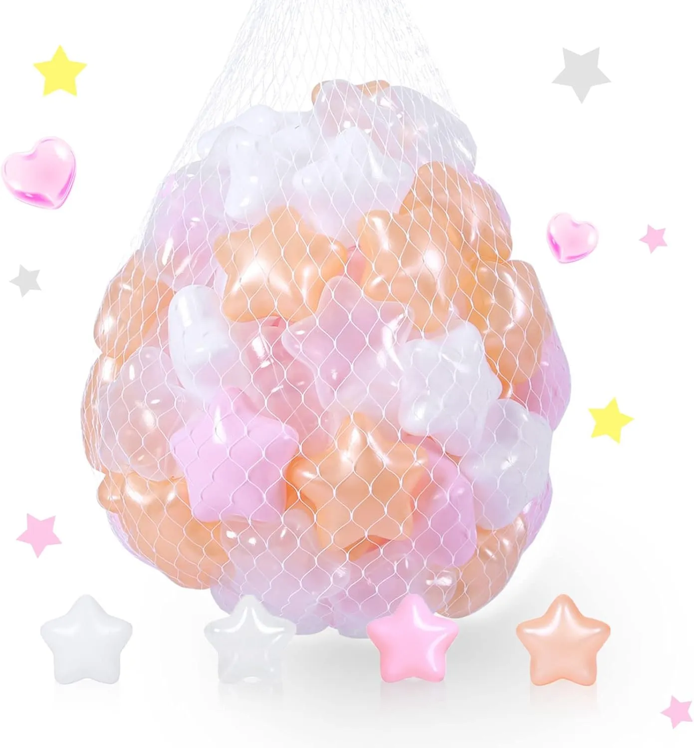 STARBOLO Star Ball Pit Balls for Toddlers -100pcs Stars 2.55-Inch Phthalate Free BPA Free Non-Toxic Crush Proof Play Balls for Play Tent Pool Playhouse Playpen Party Decoration.