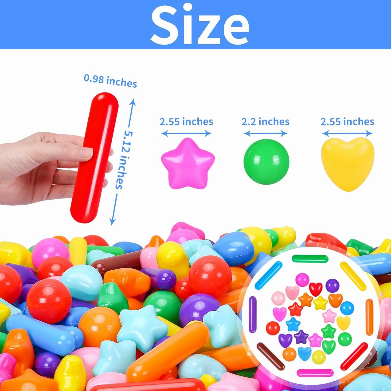 STARBOLO Ball Pit Balls for Toddlers - Colorful 500 Ball Pit Balls Crush Proof Plastic Toy Balls for Toddlers Ball Pits, Ball Pit Play Tent, Baby Pool Water Toys(Rainbow Colors)