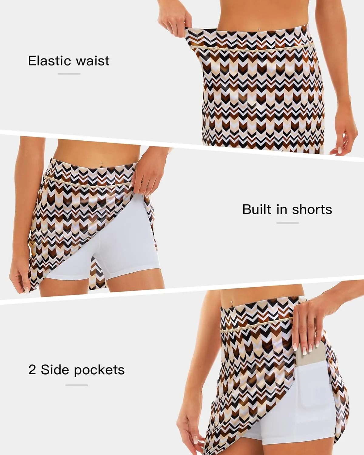 Stelle Women's Athletic Skorts 17" Golf Skirts Inner Shorts Tennis Skort with 2 Pockets Running Sports Pickleball Skirt