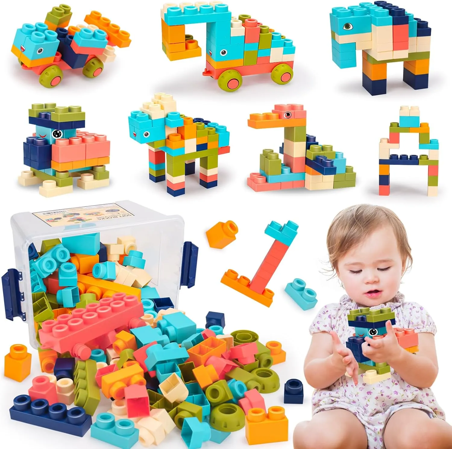 STEM Soft Building Blocks for Toddlers 1-3 3-5 Educational Sensory Block Set Stacking Toys for 1  2 3 4 5 Year Olds Baby Preschool Learning Toys Age 2-4 Easter Toys Birthday Gifts for Kids Boys Girls