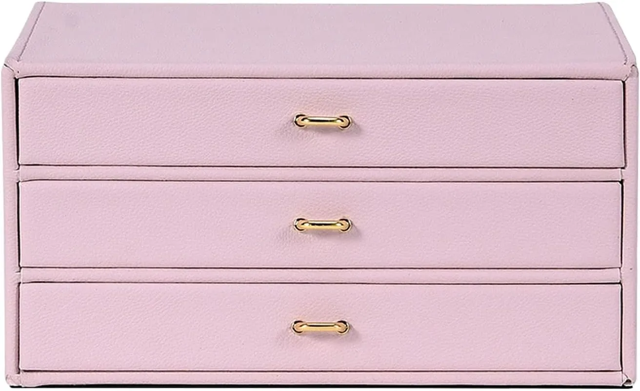 Storage Box Jewelry Organizer Jewelry Box for Women with 3 Drawers Jewelry Organizer Case for Earring Bangle Bracelet Necklace and Rings Storage Jewelry case Jewelry Box