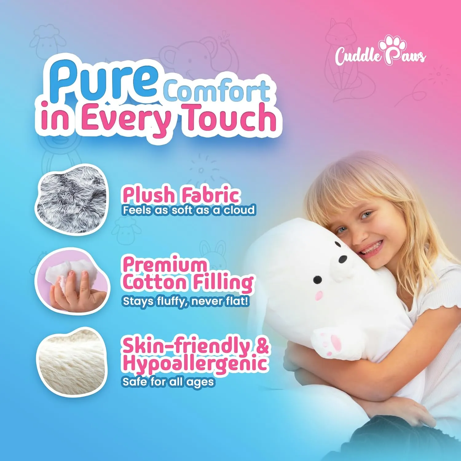 Stuffed Animal Big Bunny Body Pillow – Soft Plush Toy & Throw Pillow for Kids, Large (47 Inches), Soft Plushies Stuff Gift for Boys and Girls