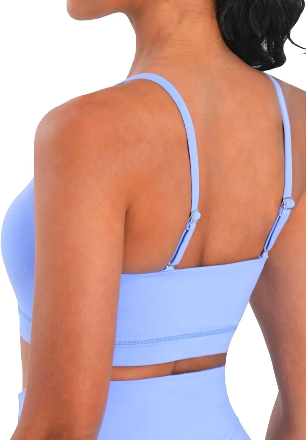 Sunzel Womens Sports Bra Buttery Soft Adjustable Straps Padded Yoga Bra Scoop Neck Wireless Bra Crop Top for Workout Gym