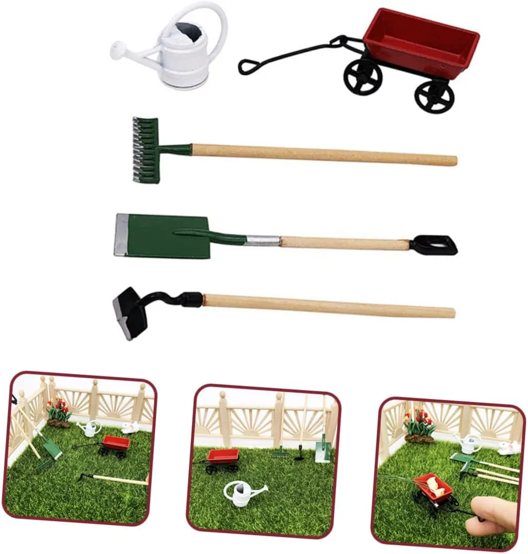 SUPVOX 2 Sets Miniature Gardening Tool Kit for Dollhouse Micro Garden Decor Fairy Garden Accessories for Mini Imagination DIY Projects