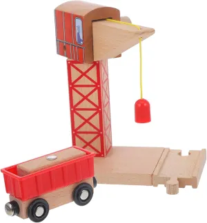 SUPVOX Compatible Train Crane Wooden Railway Crane Prop Car Track Toy Educational Toy