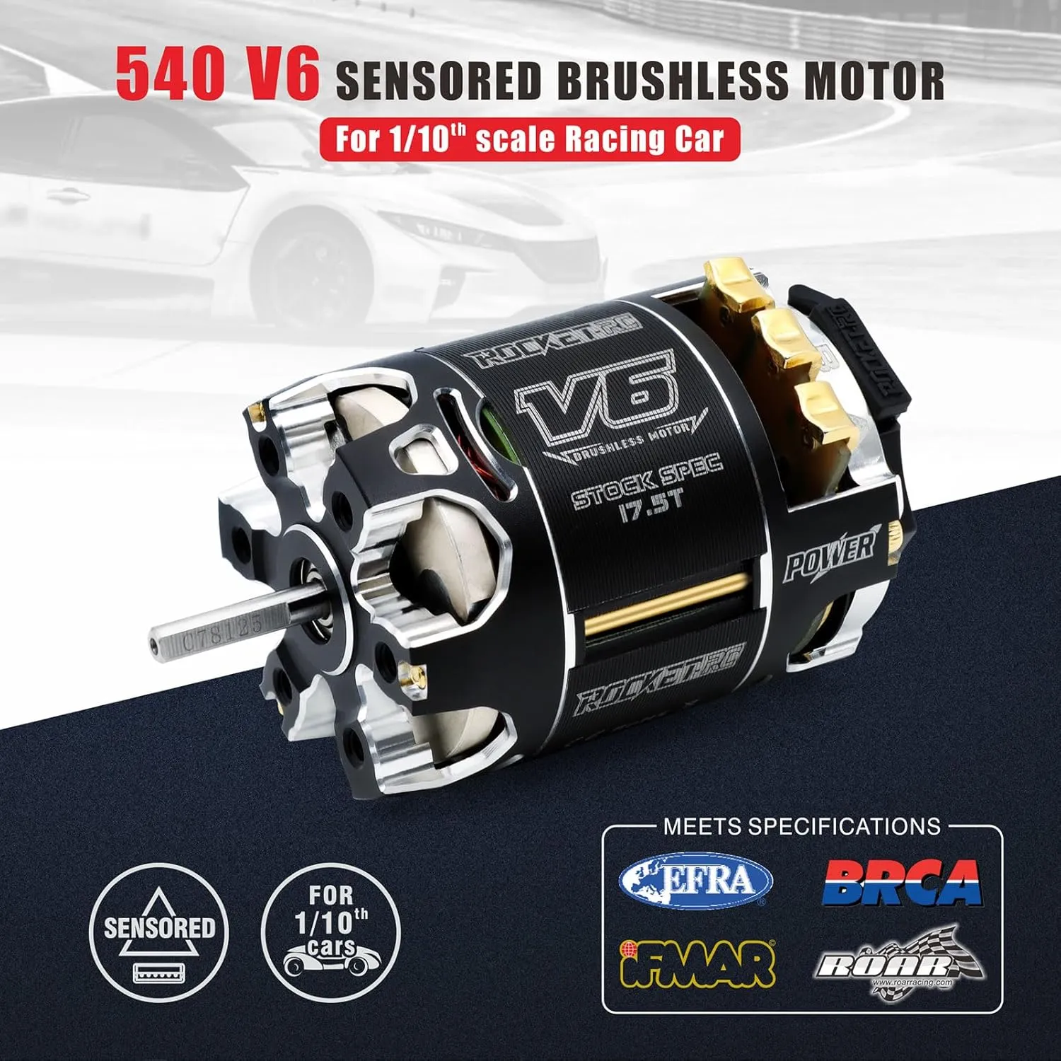 Surpass Hobby 540 V6 Sensored Brushless Motor, 21.5T Brushless Motor High-Torque & High-Efficiency RC Motor, Heat-Resistant Lightweight Design Use for 1:10 RC Racing Car (Shaft 3.175, 21.5T kv)