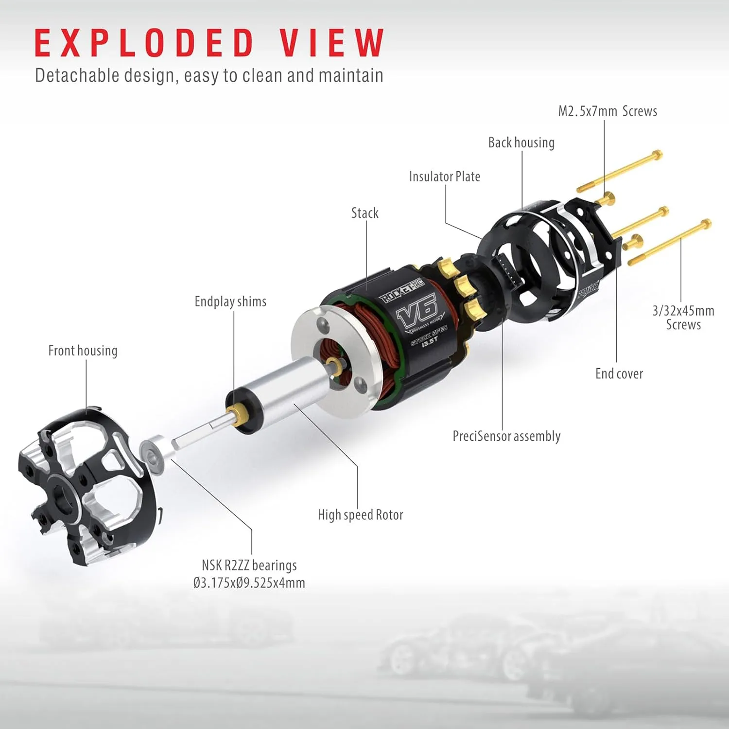 Surpass Hobby 540 V6 Sensored Brushless Motor, 21.5T Brushless Motor High-Torque & High-Efficiency RC Motor, Heat-Resistant Lightweight Design Use for 1:10 RC Racing Car (Shaft 3.175, 21.5T kv)