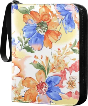 susiyo Abstract Colorful Flower Card Binder 400 Pockets Cute Trading Football Collectible Card Albums