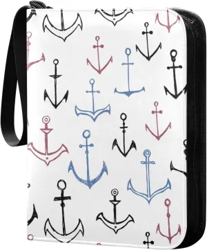 susiyo Card Binder Colorful Anchors Pattern White Color Print Trading Football Collectible Card Albums 400 Pockets