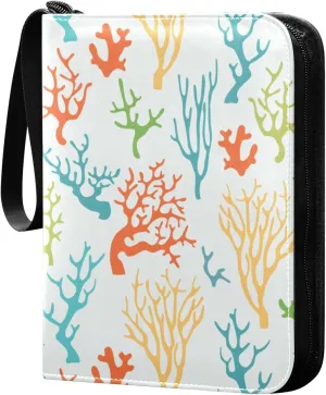susiyo Colorful Coral Pattern Card Binder 400 Pockets Cute Trading Football Collectible Card Albums