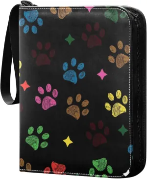 susiyo Colorful Paw Prints with Stars Card Binder 400 Pockets Cute Trading Football Collectible Card Albums