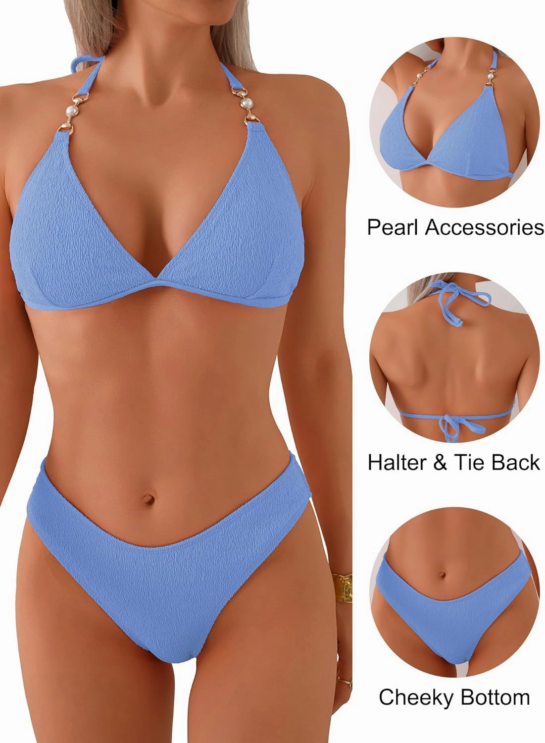 swimall Women's Triangle Bikini Set Cheeky High Cut Sexy Two Piece Swimsuit Cute Halter Bathing Suit