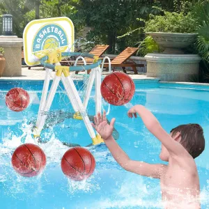 Swimming Basketball Hoop For Pool - Above Ground Floating Hoops with Backboard And 4 Balls,Summer Water Outdoor Indoor Games Set For Kids,Cool Family Play Fun Gifts Toy For Boys Girls Adults (Green)