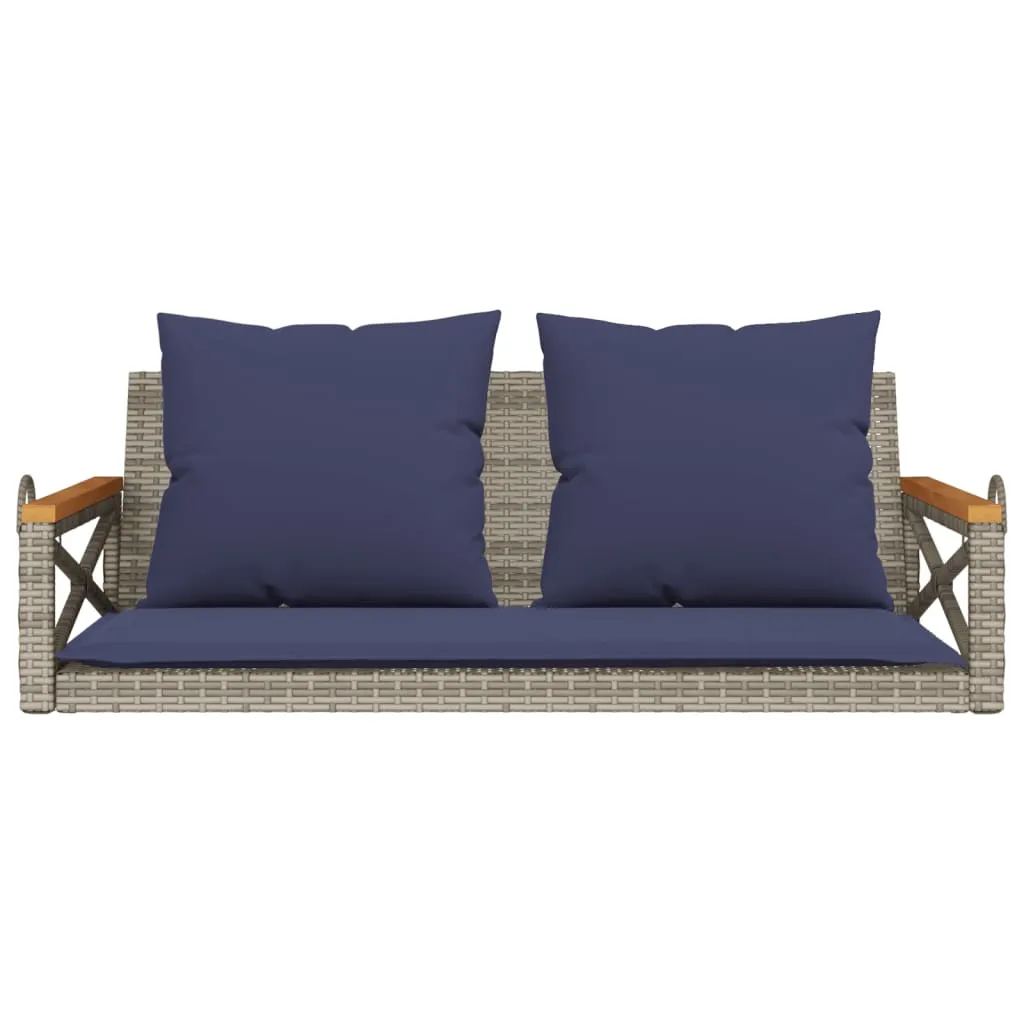 Swing Bench with Cushions Gray 42.9"x24.4"x15.7" Poly Rattan