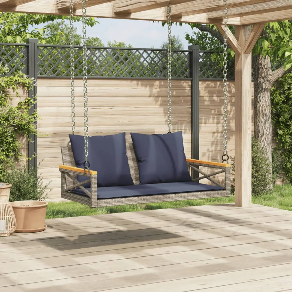 Swing Bench with Cushions Gray 42.9"x24.4"x15.7" Poly Rattan