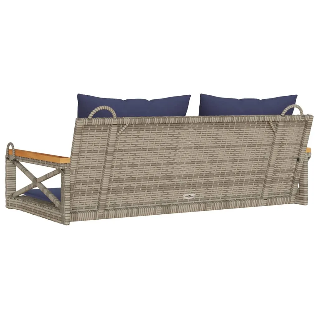 Swing Bench with Cushions Gray 42.9"x24.4"x15.7" Poly Rattan