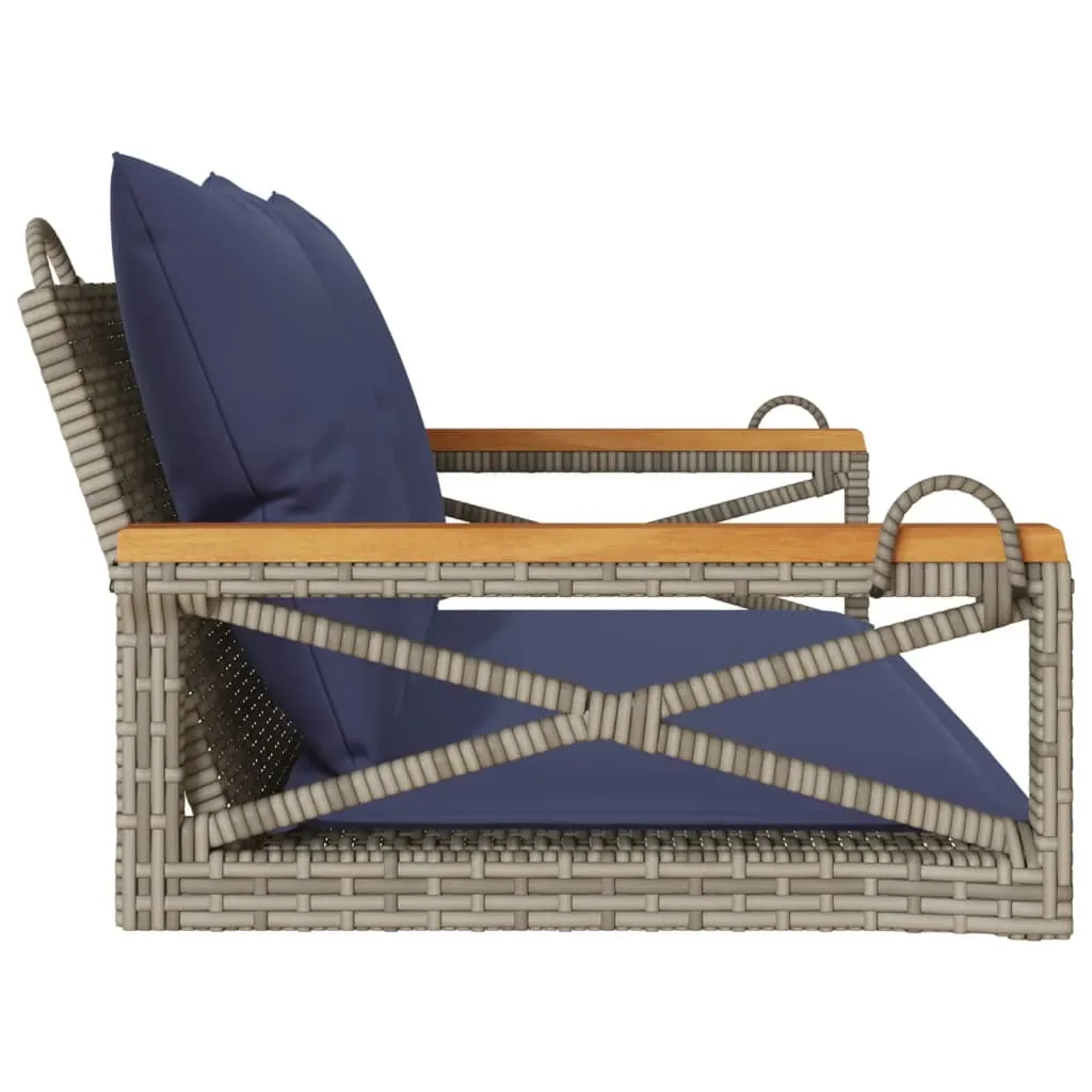 Swing Bench with Cushions Gray 42.9"x24.4"x15.7" Poly Rattan